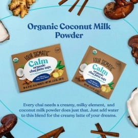 Four Sigmatic Chai Latte with Turkey Tail & Reishi Mushrooms - Dairy-free, USDA Organic with Coconut Milk Powder Gut, Digestion - 10Count