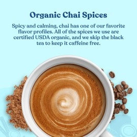 Four Sigmatic Chai Latte with Turkey Tail & Reishi Mushrooms - Dairy-free, USDA Organic with Coconut Milk Powder Gut, Digestion - 10Count