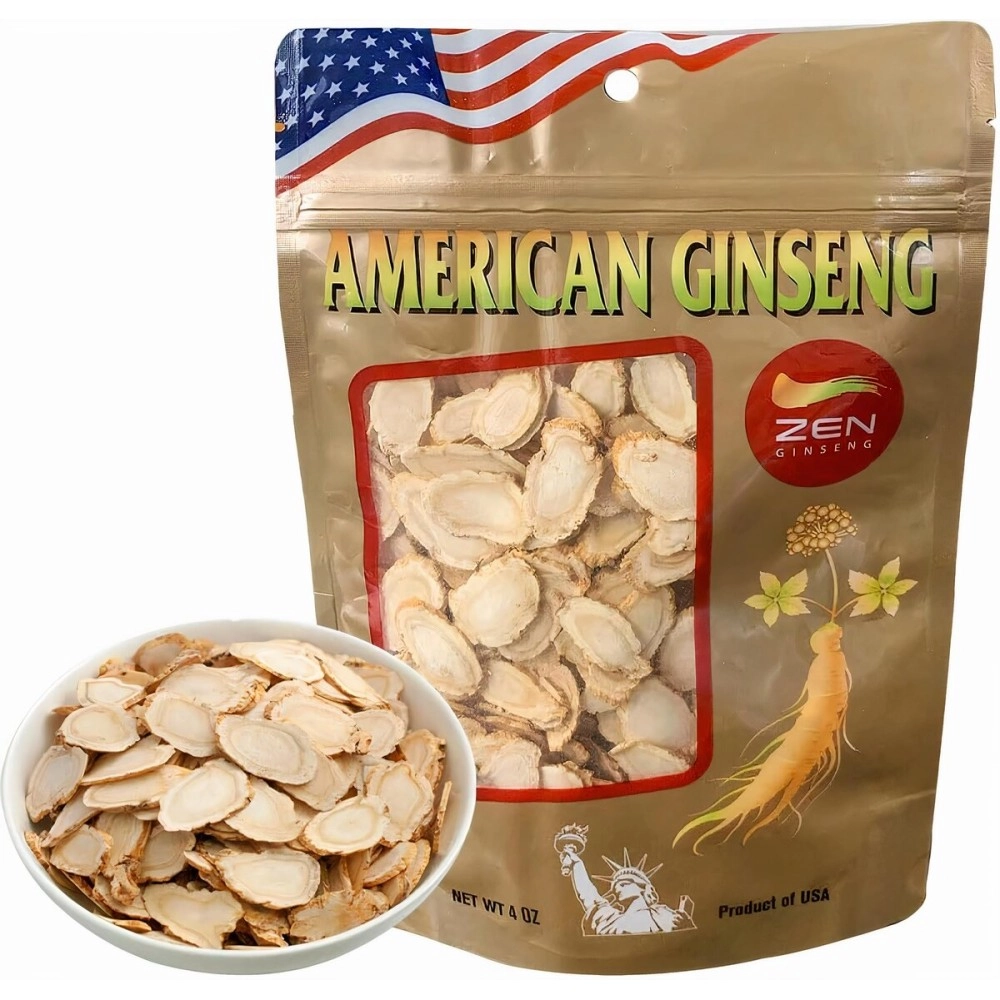 Hand Picked American Wisconsin Ginseng Slices (1 Bag/4 oz) for Boosts Immunity, Energy Performance for Men & Women /
