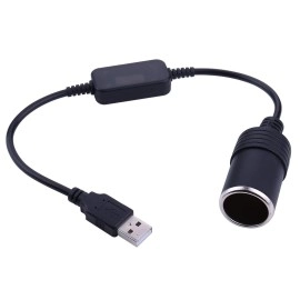 iGreely USB A Male to 12V Car Cigarette Lighter Socket Female Cable Converter 1Ft/30cm