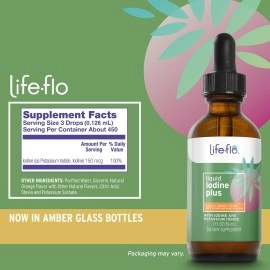 Life-flo Liquid Iodine Plus 150 mcg, Supplement for Thyroid Support,* Healthy Energy & Metabolism Formula* with Iodine & Potassium Iodide (Natural Orange Flavor)