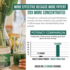 Organic Barley Grass Juice Powder - Grown in Volcanic Soil of Utah - Raw & BioActive Form, Cold-Pressed then CO2 Dried - Gluten Free, GMO free, Vegan - Complements Wheatgrass Juice Powder - 5.3 oz
