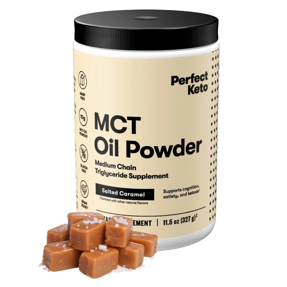 Perfect Keto MCT Oil Powder Ketosis Supplement (Medium Chain Triglycerides, Coconuts) (Salted Caramel)
