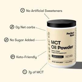 Perfect Keto MCT Oil Powder Ketosis Supplement (Medium Chain Triglycerides, Coconuts) (Salted Caramel)