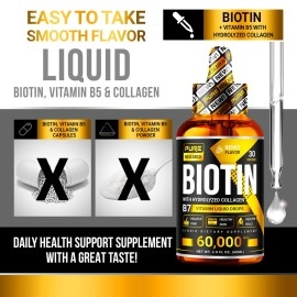 PURE RESEARCH Extra Strength 10000mcg Biotin Liquid Drops, 60 Servings, Vegan Friendly, Supports Healthy Hair Growth, Strong Nails and Glowing Skin, 3X More Absorption Than Capsules or Pills
