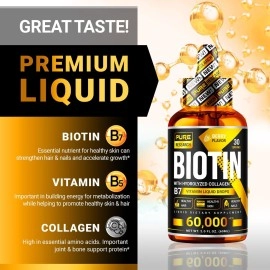 PURE RESEARCH Extra Strength 10000mcg Biotin Liquid Drops, 60 Servings, Vegan Friendly, Supports Healthy Hair Growth, Strong Nails and Glowing Skin, 3X More Absorption Than Capsules or Pills