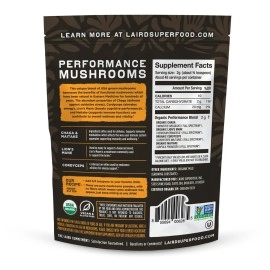 Laird Superfood Mushroom Supplement - Nutrient-Dense Mushrooms To Help Keep You Energized, 3.17Oz Bag