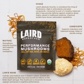 Laird Superfood Mushroom Supplement - Nutrient-Dense Mushrooms To Help Keep You Energized, 3.17Oz Bag
