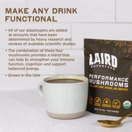 Laird Superfood Mushroom Supplement - Nutrient-Dense Mushrooms To Help Keep You Energized, 3.17Oz Bag