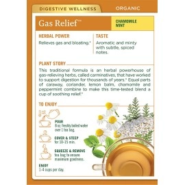 Traditional Medicinals Organic Gas Relief Chamomile Mint Herbal Tea, Relieves Gas & Bloating, (Pack of 3) - 48 Tea Bags Total