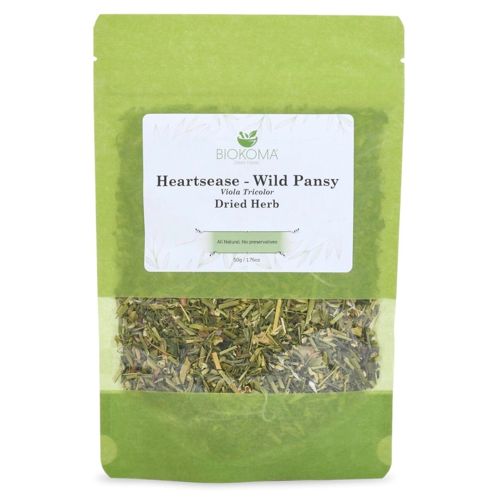 Biokoma 100% Pure and Natural Heartsease - Wild Pansy Dried Herb 50g (1.76oz) in Resealable Moisture Proof Pouch