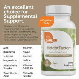 Zahler HeightFactor, Healthy Height Supplement, Natural Growth Supplement for Growing Taller, 120 Capsules