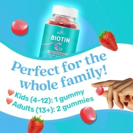 BeLive Biotin Gummies with MultiVitamins, Folate, Inositol - Supports Hair Growth, Healthy Skin & Nails - Vegan, Pectin Based - Strawberry Flavor (1)