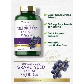 Carlyle Grapeseed 16,000mg Standardised Extract Maximum Strength - 240 Capsules