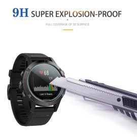 Diruite 4-Pack for Garmin Fenix 5 Tempered Glass Screen Protector (Not Fit for Fenix 5 Plus) [2.5D 9H hardness] [Anti-Scratch] [No-Bubble]