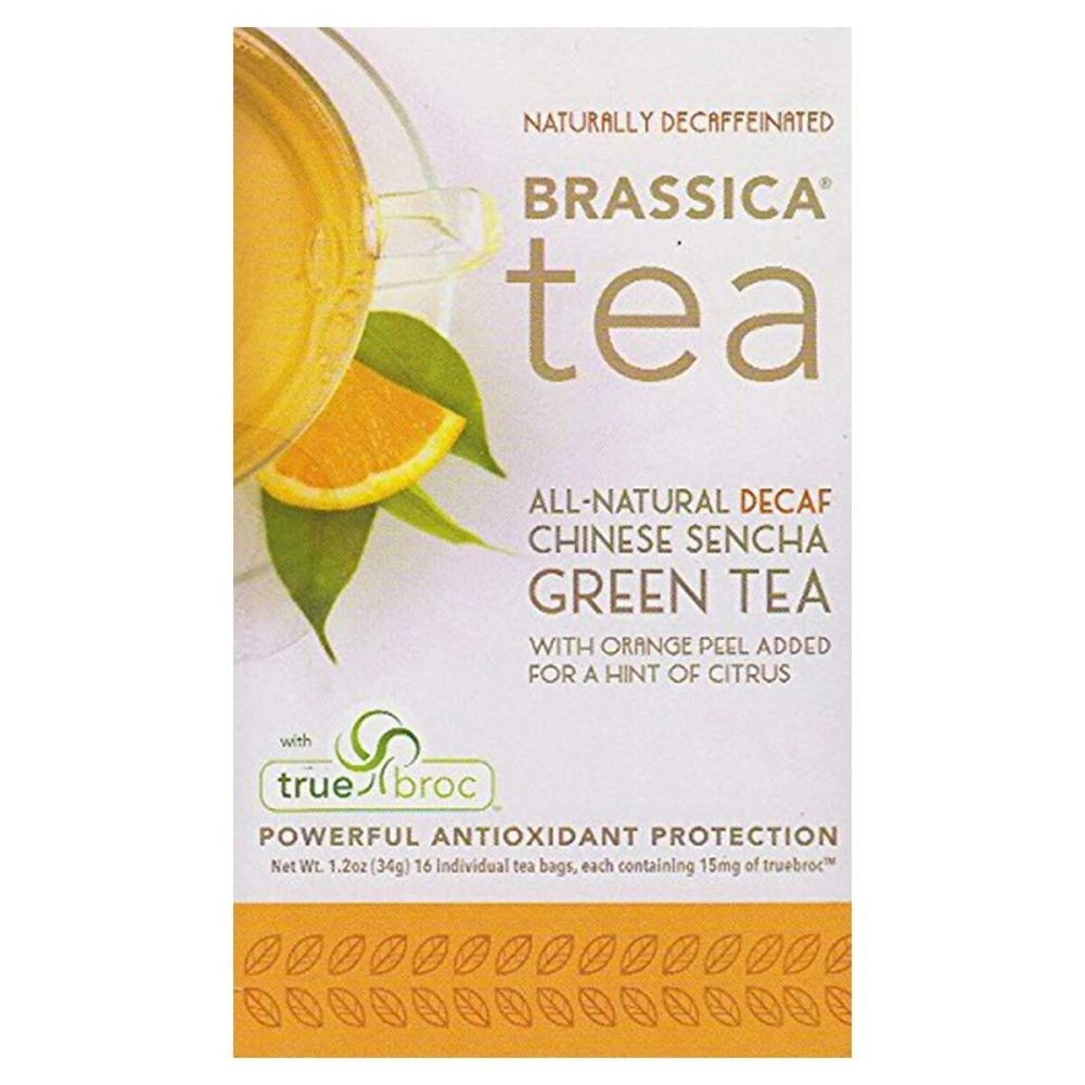 Alitaver Brassica Decaffeinated Green Tea with Trubroc, Orange DECAF, 16 Tea Bags