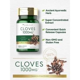 Carlyle Cloves 1000 mg 100 Capsules - Non-GMO, Gluten Free, Clove Herb Extract Supplement