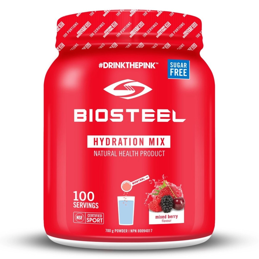 BioSteel Zero Sugar Hydration Mix, Great Tasting Hydration with 5 Essential Electrolytes, Mixed Berry, 100 Servings per Tub