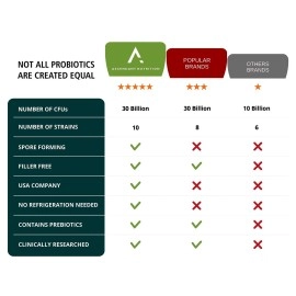 Ascendant Nutrition Bacillus Subtilis Probiotic - 30 Billion CFU Multi-Strain Probiotics for Women and Men - Supports Digestive and Immune Health - 30 Capsules