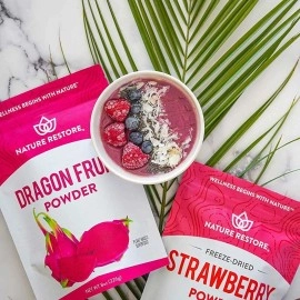 Nature Restore Pink Pitaya Powder (Dragonfruit), 240mls, Non-GMO, Gluten Free, Packaged in California