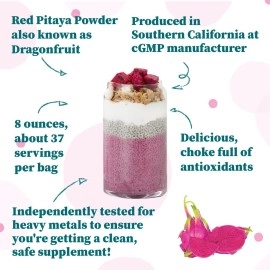 Nature Restore Pink Pitaya Powder (Dragonfruit), 240mls, Non-GMO, Gluten Free, Packaged in California