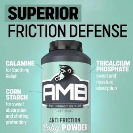 Anti Monkey Butt Baby Powder, Cornstarch Baby Powder Prevents Diaper Rash, Talc-Free Hypoallergenic Formula with Calamine, Anti Chafing and Anti Itch, HSA/FSA Approved, 8 oz (Pack of 2)