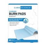 Care Science Hydrogel Sterile Burn Dressing Bandage Pads for Burn Relief, 4 ct | Instant Cooling Relief for Minor Burns & Wounds