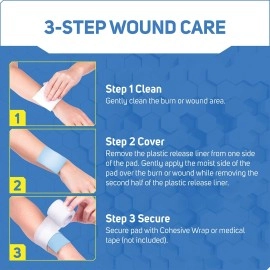 Care Science Hydrogel Sterile Burn Dressing Bandage Pads for Burn Relief, 4 ct | Instant Cooling Relief for Minor Burns & Wounds