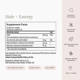 JSHealth Hair Formula - Vitamins for Hair Growth and Energy with Zinc and Iodine - Hair Loss Supplement for Men and Women (60 Capsules)