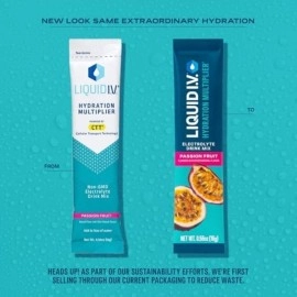 Liquid I.V. Hydration Multiplier, Electrolyte Powder, Easy Open Packets, Supplement Drink Mix (Passion Fruit) (16)