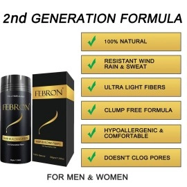 FEBRON Hair Fibers For Thinning Hair BLACK Giant 30G For Women & Men Hair Loss Concealer Hair Powder Volumizing Based 100% Undetectable & Natural - Bold Spots Filler