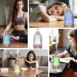 DOUDING Glass Aromatherapy Essential Oil Diffuser, 120 mL Aroma Diffusers Cool Mist Humidifier Ultrasonic with 7 LED Light Auto Shut-Off for Home Office Yoga Spa (Copper Bottom)
