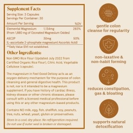 Solluna by Kimberly Snyder Oxygenated Magnesium Colon Cleanse with Asc2P - Gentle Detoxification and Bloating Relief - Fast Acting, Non-Laxative Detox for Digestive Health (90CT) Vegan & Non-GMO