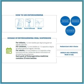 Enterogermina KIDS (20 Vials in Each Pack) Bacillus Clausii Probiotic 2 Billion CFU/5mL for Kids (1)