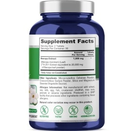 NusaPure Bacopa Leaf Monnieri Extract 20,000 mg 180 Tablets (Extract 20:1, Non-GMO, Gluten Free)