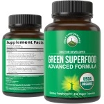Organic Super Greens 150 Capsules - Green Juice Superfood Supplement with 25 All Natural Organic Ingredients. Max Energy and Detox Super Food Pills with Spirulina, Spinach, Kale, Turmeric, Probiotics