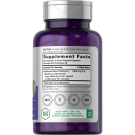 Horbach Black Elderberry Capsules 2000mg 180 Pills Immune Support Non-GMO, Gluten-Free Sambucus Extract Supplement