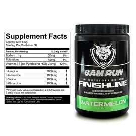 6AM RUN Finishline - BCAA Powder Amino Energy - Post Run Recovery Drink - Branch Chain Amino Acids Powder - Heal and Recovery Powder - Keto Post Workout Powder - Watermelon BCAA Powder - 50 Scoops