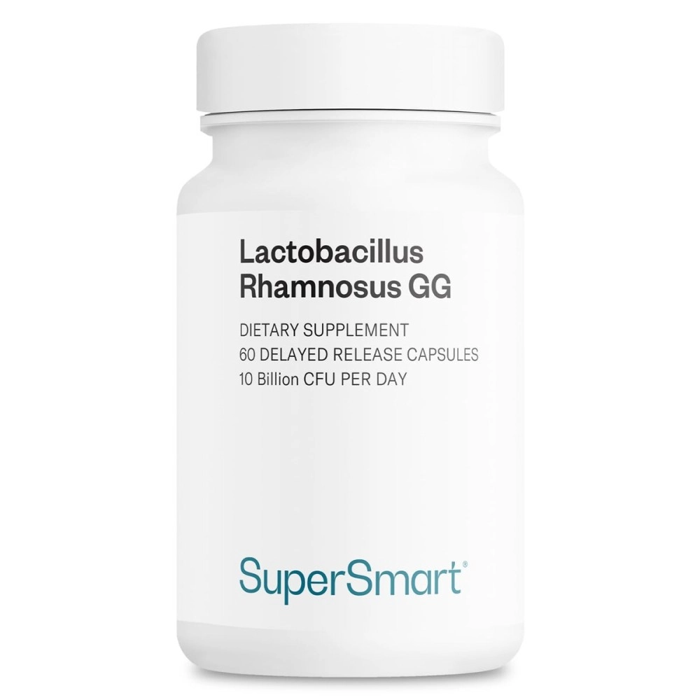 Supersmart - Lactobacillus Rhamnosus GG 100 mg Per Day 10 Billion CFU - Probiotic Strain Supplement - Supports Healthy Intestinal & l Flora | Non-GMO & Gluten Free - 60 DR Capsules
