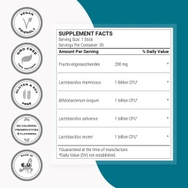 Supersmart - Oral Health Probiotics 4 Billion CFU per Day - Dental Health & Bad Breath Treatment (Halitosis) | Non-GMO & Gluten Free - 30 Sticks
