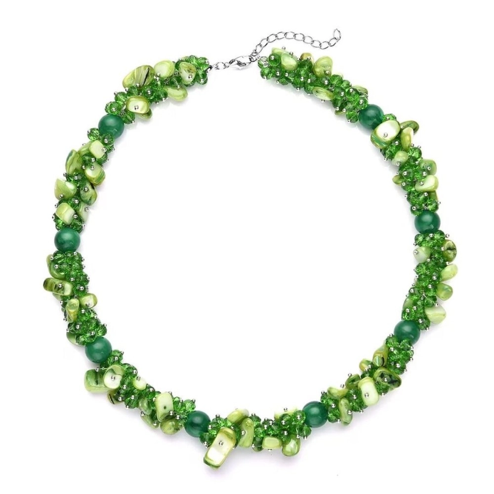 Shop LC Shell Beaded Necklaces for Women Strand Bead Seashell Beach Summer Boho Costume Jewelry for Women 20-23 Birthday Gifts, 20, Shell, Resin, Glass, green glass