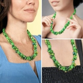 Shop LC Shell Beaded Necklaces for Women Strand Bead Seashell Beach Summer Boho Costume Jewelry for Women 20-23 Birthday Gifts, 20, Shell, Resin, Glass, green glass