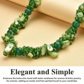 Shop LC Shell Beaded Necklaces for Women Strand Bead Seashell Beach Summer Boho Costume Jewelry for Women 20-23 Birthday Gifts, 20, Shell, Resin, Glass, green glass