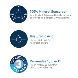 CeraVe 100% Mineral Sunscreen SPF 30 | Body Sunscreen with Zinc Oxide & Titanium Dioxide for Sensitive Skin | 5 oz, 1 Pack