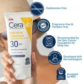 CeraVe 100% Mineral Sunscreen SPF 30 | Body Sunscreen with Zinc Oxide & Titanium Dioxide for Sensitive Skin | 5 oz, 1 Pack