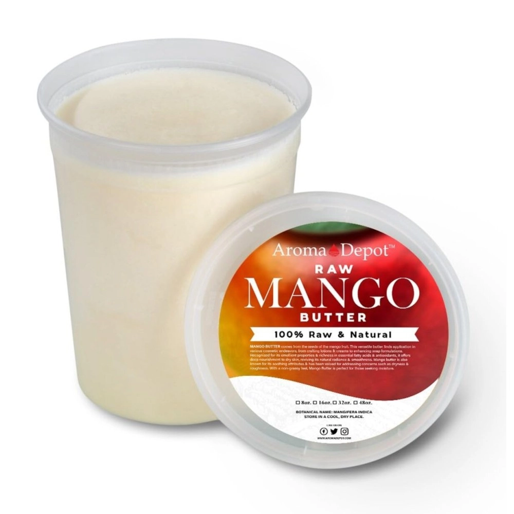 Aroma Depot 2 lb / 32 oz Raw Mango Butter Unrefined 100% Natural Pure Great for Skin, Body, Hair Care. DYI Body Butter, Lotions, Creams Reduces Fine Lines, Wrinkles, used for eczema psoriasis