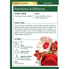 Traditional Medicinals Organic Hawthorn & Hibiscus Herbal Tea, Promotes Heart Health, (Pack of 3) - 48 Tea Bags Total