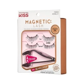 KISS Magnetic Lash 01, Synthetic False Eyelashes with Magnets Under and Over Your Upper Lashes, No Glue Needed, Lightweight, Reusable, Contact Lens Friendly, Cruelty Free, with Lash Applicator, 1 Pair