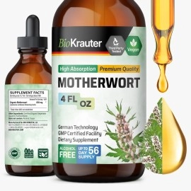BIO KRAUTER MAUWE HERBS Motherwort Tincture - Organic Motherwort Herbal Extract - Liquid Supplement for Womens Health - Promote Calm - Alcohol & Sugar Free - Vegan Drops 4 Fl.Oz.