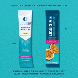 Liquid I.V. Hydration Multiplier, Electrolyte Powder, Easy Open Packets, Supplement Drink Mix (Passion Fruit) (48)